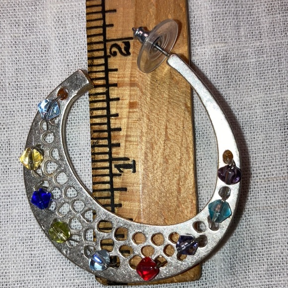 One pair like-new ST earrings w/ 9 transparent colored beads wired on $17 - Picture 5 of 5